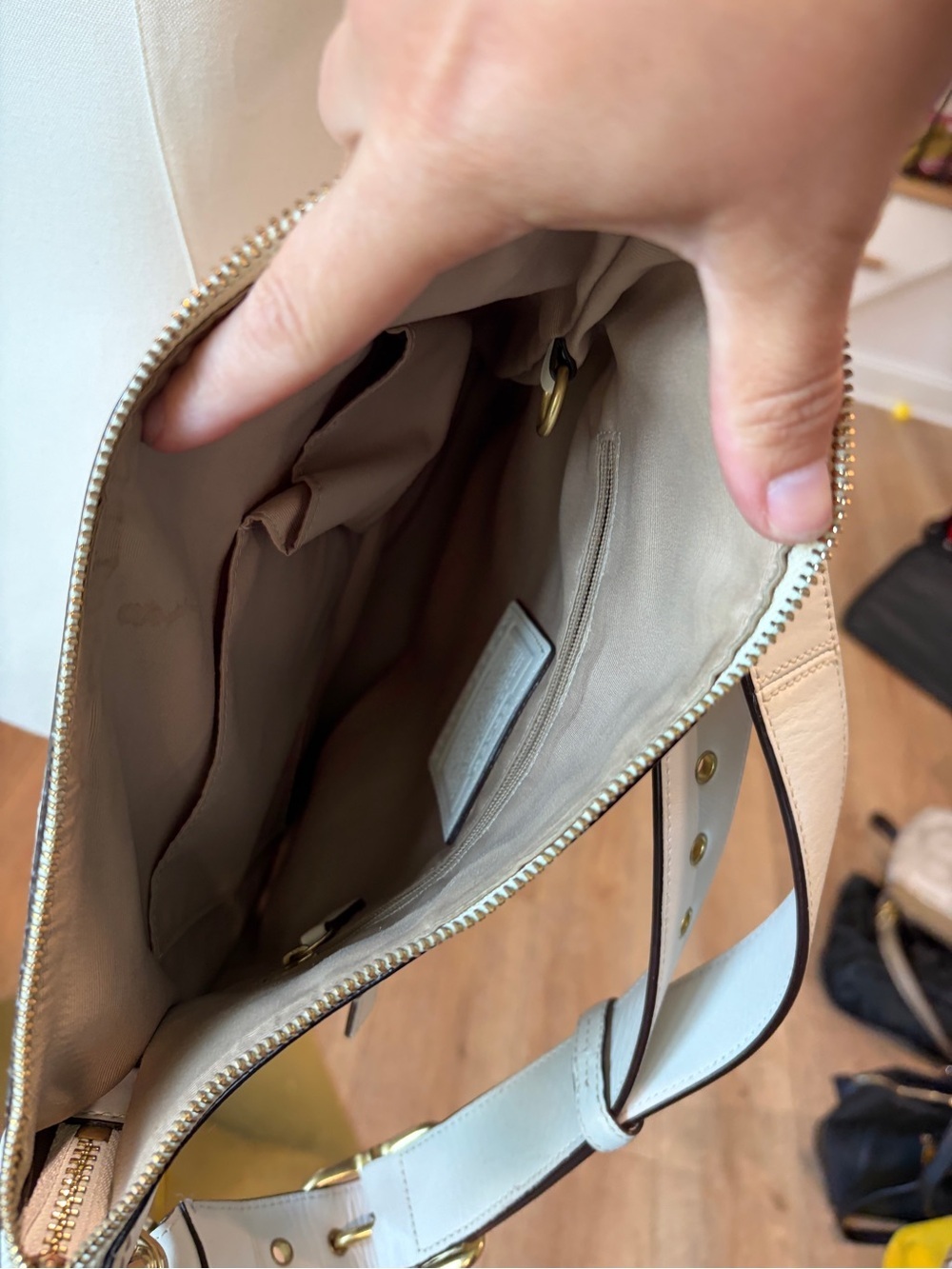 Coach Legacy Signature Hobo 10403 Khaki Jacquard Ivory Leather Shoulder Bag - Picture 10 of 11